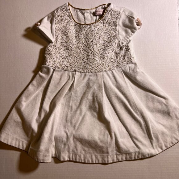 Catherine Malandrino Mini Girls 4T Ivory Gold Dress Special Occasion Floral (K) - Picture 1 of 6